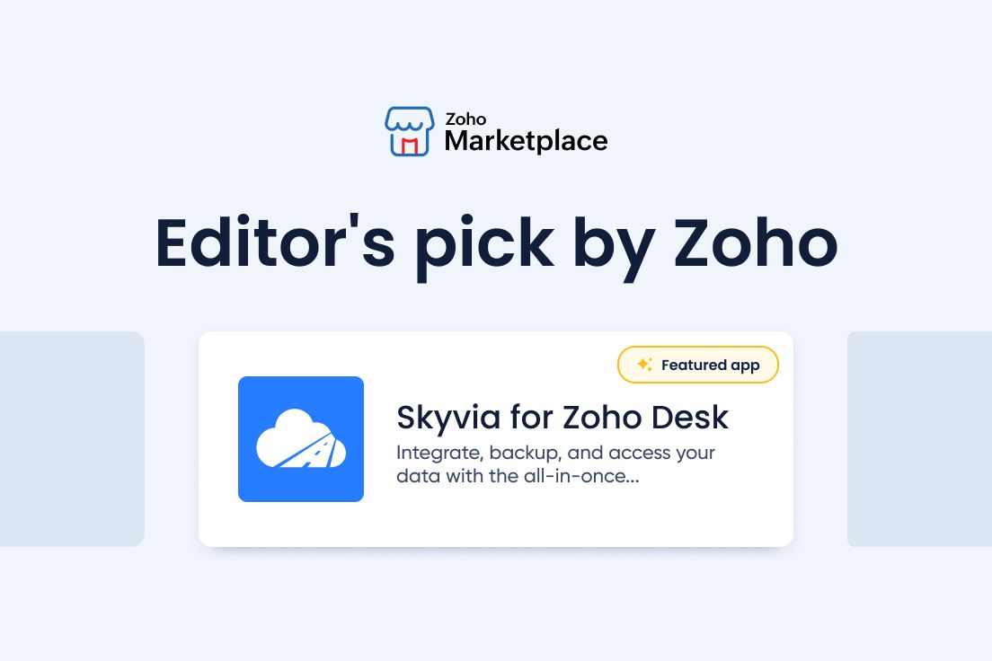 Skyvia for Zoho Desk Receives “Editor’s Pick” Award on Zoho Marketplace