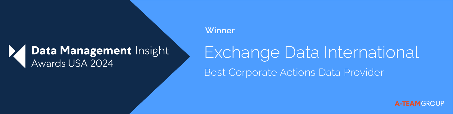 Exchange Data International Named Best Corporate Actions Data Provider